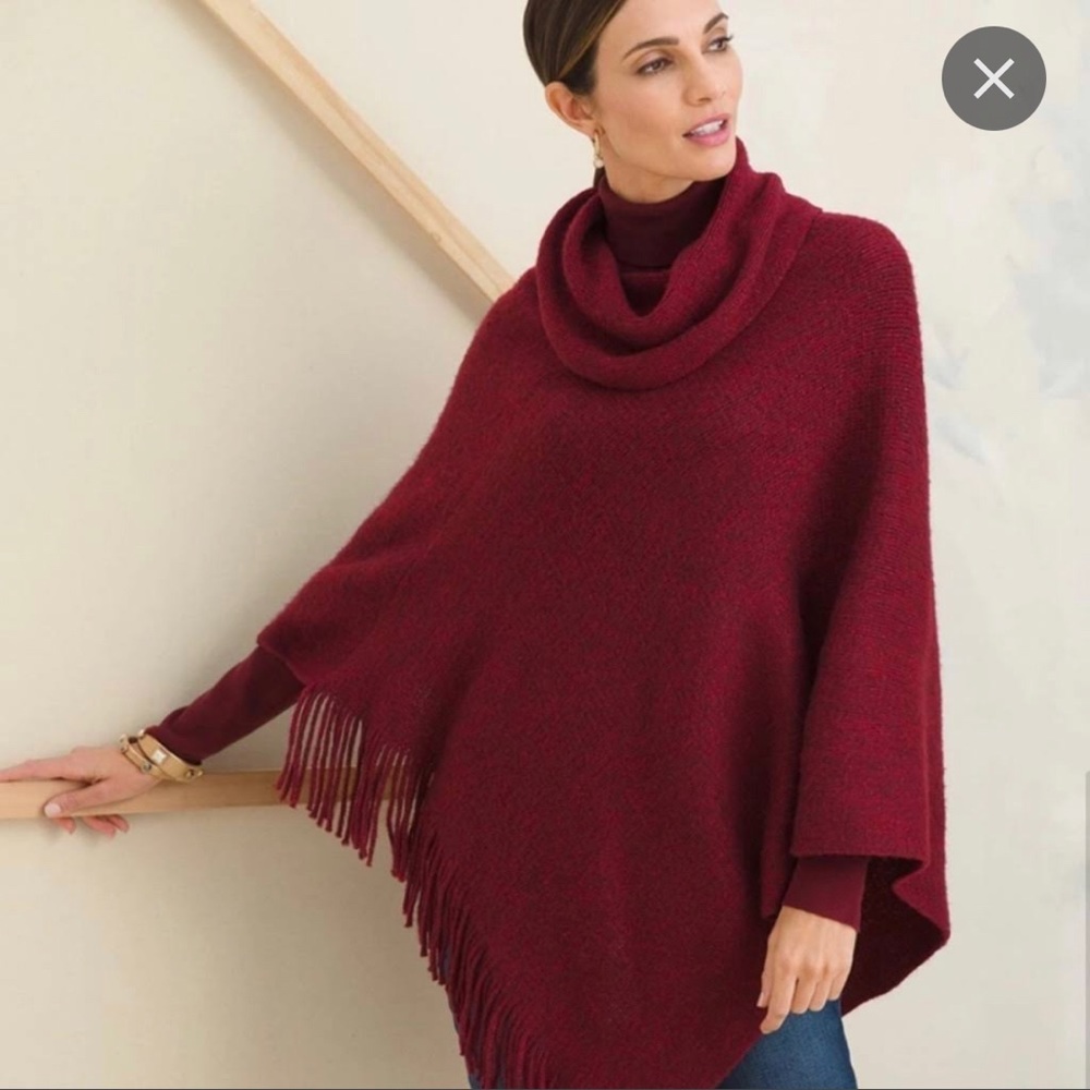 NWOT Chico’s Cowl Neck Poncho- One Size